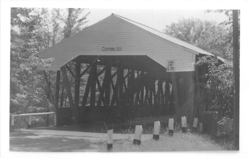 J50/ Conway New Hampshire RPPC Postcard c1950s Covered Bridge 232