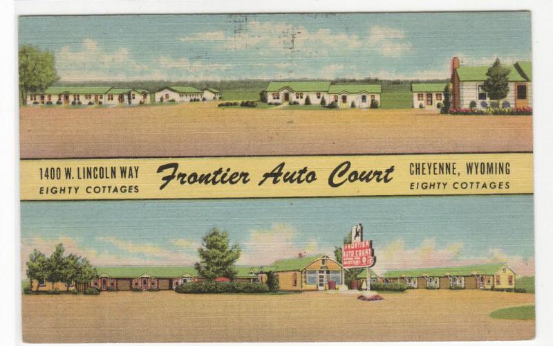 Frontier Auto Court Motel Cheyenne Wyoming 1953 linen postcard