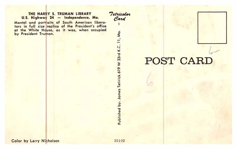 Postcard LIBRARY SCENE Independence Missouri MO AR4253