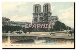 Old Postcard Paris Notre Dame and the Pont