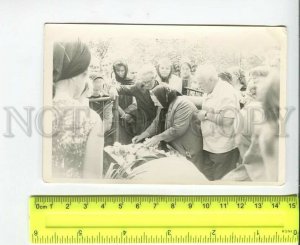 436410 USSR 1950s years funeral coffin with a body photo