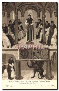 Old Postcard Miniature Fouquet Saint Thomas & # 39Aquin teacher in a convent ...