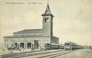 El Paso Texas Union Passage Station Railroad Depot Postcard 21-4580