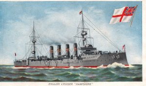 Postcard Royal Navy Battleship English Cruiser Hampshire c1900s