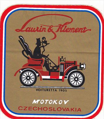 VOITURETTA 1905 LAURIN & KLEMENT AUTO MANUFACTURING LABEL CZECHOSLOVAKIA