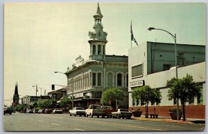 Vtg Red Bluff California CA Main Street View Clock Tower Bank 1960s Postcard