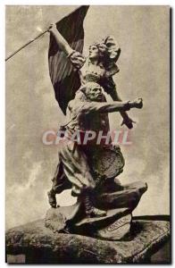 Postcard Old Army Soldier Statue Marianne Cartier