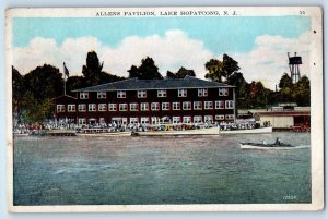 1928 Lake Hopatcong New Jersey NJ Vintage Postcard Allens Pavilion Boat Building
