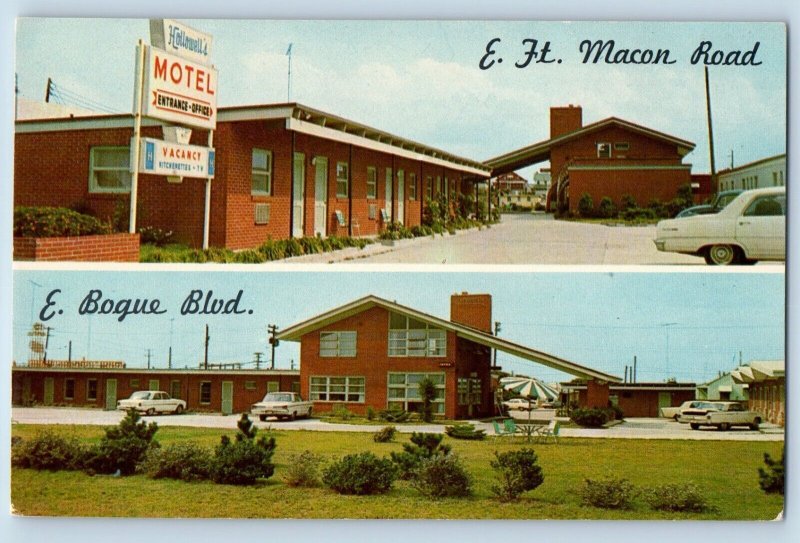 Atlantic Beach North Carolina NC Postcard Hollowell's Motel Dual View Vintage