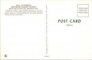 Baltimore, MD Maryland  OLD OTTERBEIN UNITED METHODIST CHURCH  Religion Postcard