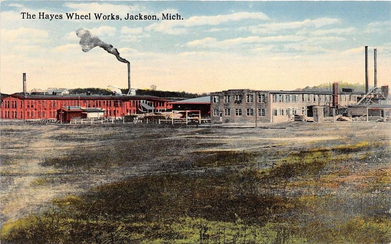 Jackson Michigan~Hayes Wheel Works Plant~Supplies by Bldg~Smoking Stack~c1910 Pc