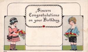 SINCERE CONGRATULATIONS ON YOUR BIRTHDAY~EMBOSSED GREETING POSTCARD c1910s