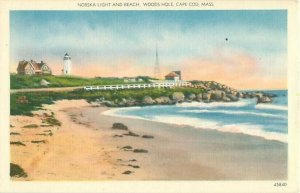 Nobska Light and Beach, Wood's Hole, Cape Cod MA Postcard