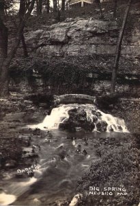 RPPC, The Big Spring and Bridge,  Neosho, MO, Barnes Photo,Old Post Card