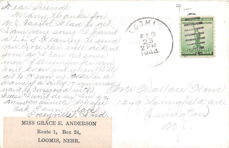 Holdrege Nebraska~West Avenue Esplanade~Houses~Church~1944 RPPC-Postcard