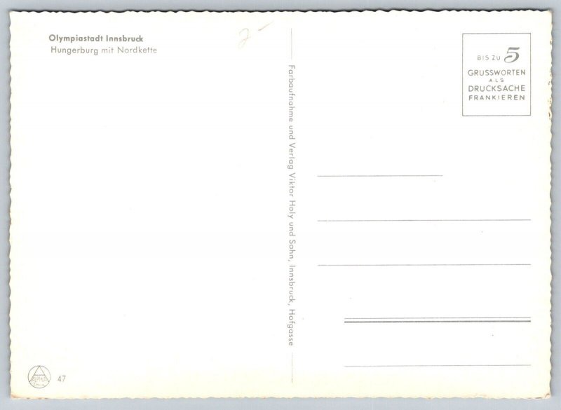 Austria  Olympiastadt  Innsbruck  Hungerburg mit Nordkette  Postcard
