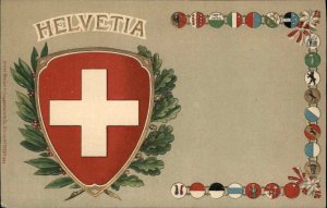 Switzerland Crest Shield Cantons Border Atelier H Guggenheim & Co Postcard