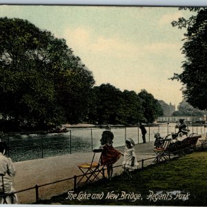 c1900s London England Regents Park Lake New Bridge British Mirror Children