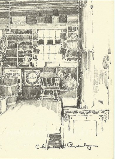 The General Store - Old Sturbridge Village MA Vintage Postcard Artist Signed Cha