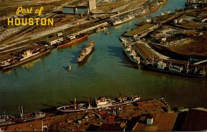 Texas Houston Aerial View Port Of Houston Ship Channel and Turning Basin 1965