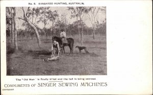 Singer Sewing Machine Advertising - Kangaroo Hunting in Australia Postcard #8