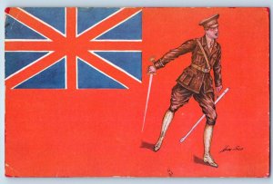 Xavier Sager Signed Artist Postcard Army Soldier Flag United Kingdom c1910's