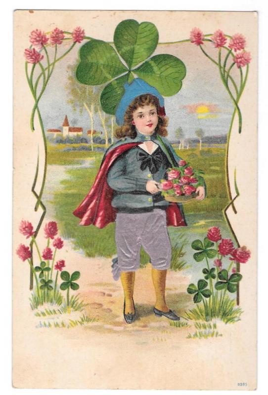 Child Silk Knickers Four Leaf Clover Vintage Postcard