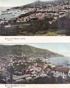 Madeira Funchal Spectacular 2x Antique Spanish Aerial Postcard