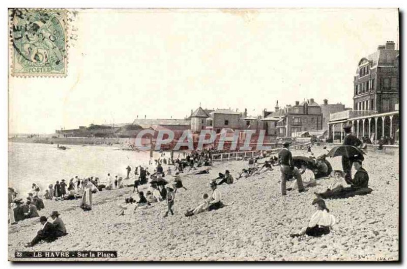 Old Postcard Le Havre On The Beach