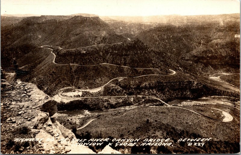 Vtg Hwy 60 Salt River Canyon Bridge Globe Arizona AZ RPPC Real Photo Postcard