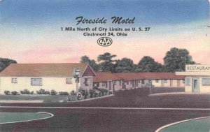 Fireside Motel US 27 Highway Cincinnati Ohio linen postcard