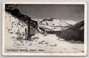 Pocatello Winter Sports Area Snowshoes Skis Forest Svc Idaho 1940s Postcard W29