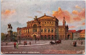 VINTAGE POSTCARD MIAN THEATRE AND STATUE OF KING JOHN AT DRESDEN GERMANY 1905