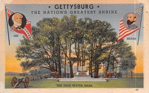 High Water Mark, Gettysburg, Lee, Meade Civil War Postcard