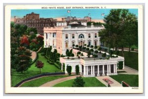 White House East Entrance Washington DC  UNP Unused Linen Postcard N25