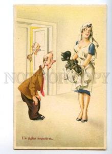 3149494 COMIC PIN-UP Nurse & BLACK BABY vintage Cecami PC