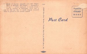 Birthplace O Will Rogers 12 Miles Northwest CLAREMORE Oklahoma Vintage Postcard