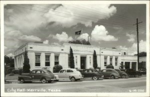 Kerrville TX City Hall & Cars Real Photo Psotcard