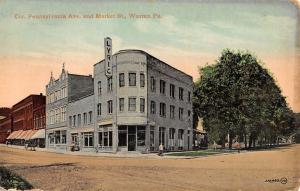 Warren Pennsylvania Avenue Market Street Scene Antique Postcard K49744