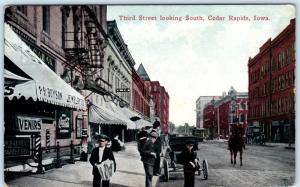 CEDAR RAPIDS, Iowa  IA    THIRD STREET Scene looking South  c1910s     Postcard