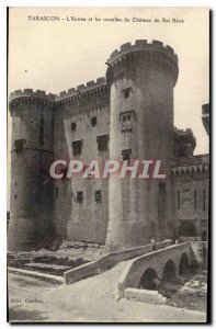 Old Postcard Tarascon L'Entree and turrets of the Chateau du Roi Rene