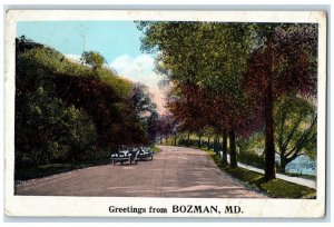 1925 Greetings Bozman Classic Car ScenicView Maryland MD Vintage Posted Postcard