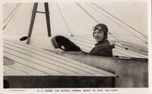 BC Hucks Aviator Pilot Ready To Loop The Loop Old RPC Postcard