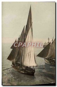 Postcard Old Fishing Boat Sailboat