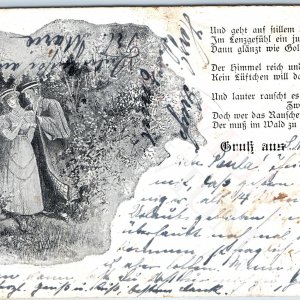 c1900s UDB Germany Love Poem Art Woods Postcard Cancel Wittdun from Hyjne A192