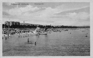 Germany 1930 Ostseebad Ahlbeck Strandpartie Boats Beach vintage postcard