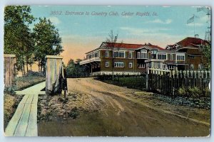 Cedar Rapids Iowa IA Postcard Entrance To Country Club Scenic View 1911 Antique