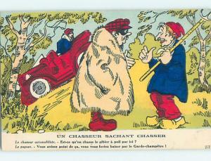 Pre-Linen comic foreign MEN IN FUR COAT WEARING MASK OF A BANDIT THIEF HL9115