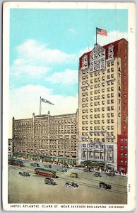 Chicago Illinois ILL, 1933 Hotel Atlantic, Clark St. Jackson Blvd., Postcard