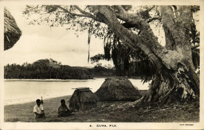 fiji islands, CUVA, Native Houses (1930s) RPPC